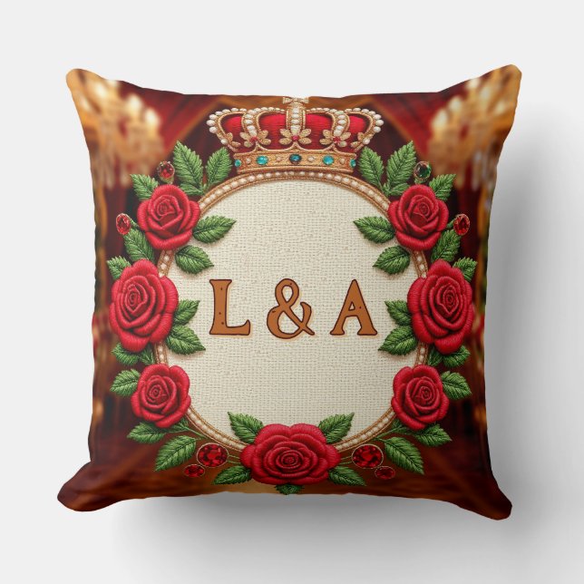 🌹 Personalised Rose Monogram Initial Decor for Wo Cushion (Front)
