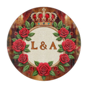 🌹 Personalised Rose Monogram Initial Decor for Wo Cutting Board