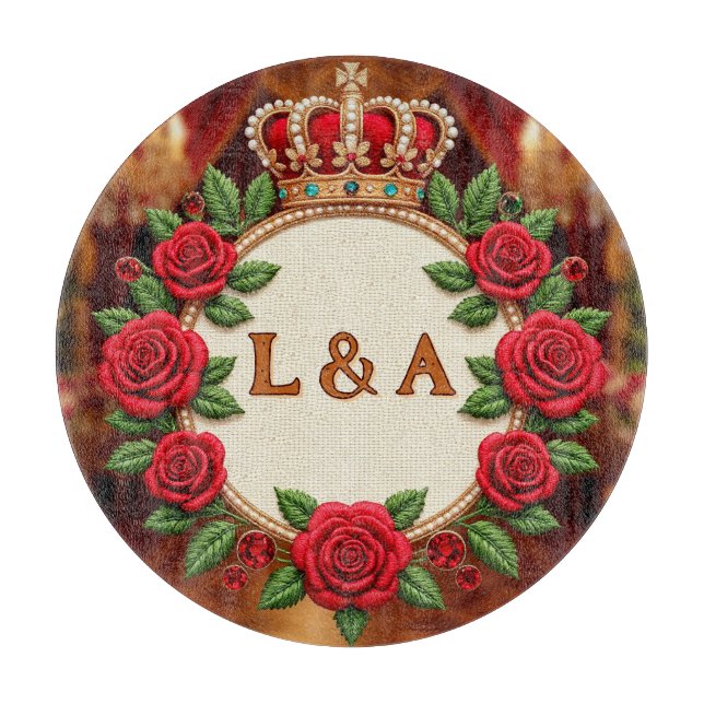 🌹 Personalised Rose Monogram Initial Decor for Wo Cutting Board (Front)