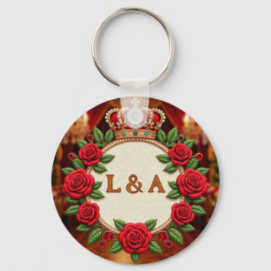 🌹 Personalised Rose Monogram Initial Decor for Wo Key Ring