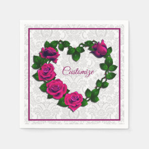 Personalised Rose Vine Heart Napkins
