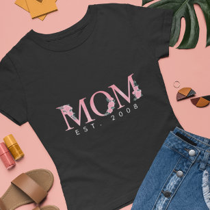 Personalised Rose Watercolor Floral Mum Mother  T-Shirt