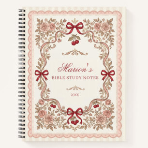 Personalised Roses and Bows Bible Study Notebook