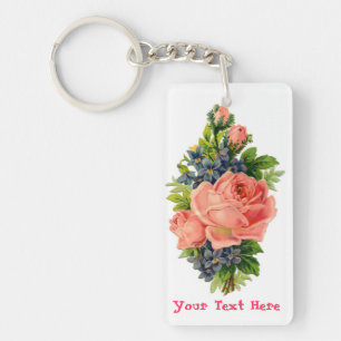 Personalised Roses and Violets Keychain