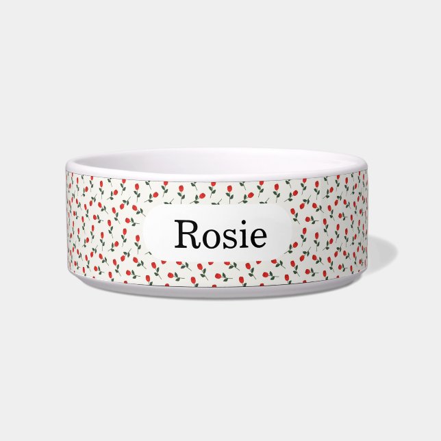 Personalised roses pet bowl (Front)
