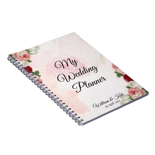 Personalised Roses Wedding Planner Notebook (Right Side)