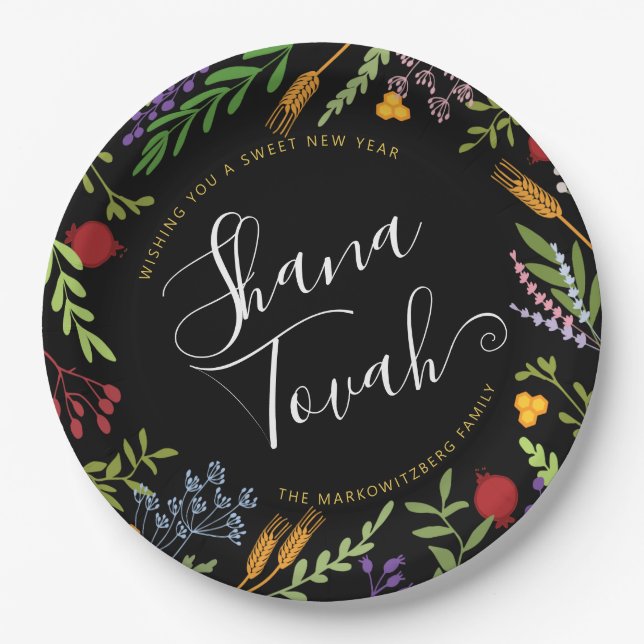 Personalised Rosh Hashanah Jewish New Year Paper Plate (Front)