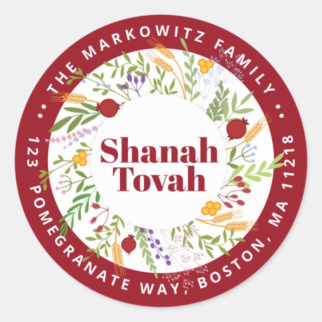 Personalised Rosh Hashanah Return Address Sticker (Front)