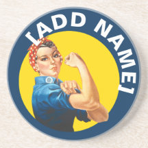 Personalised Rosie Riveter Empowerment Coaster