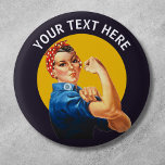 Personalised Rosie the Riveter Custom Vintage 3 Cm Round Badge<br><div class="desc">Add your own text to this customisable Rosie the Riveter design.</div>