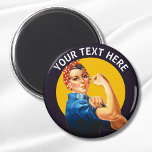 Personalised Rosie the Riveter Custom Vintage Magnet<br><div class="desc">Add your own text to this customisable Rosie the Riveter design.</div>
