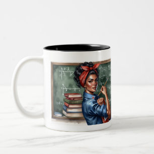 Personalised Rosie the Riveter Teacher  Two-Tone Coffee Mug