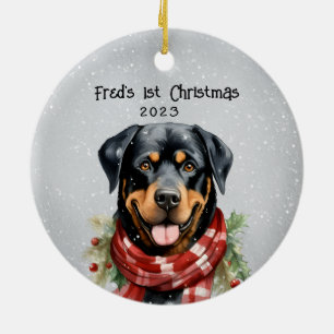 Personalised Rottweiler Ceramic Tree Decoration
