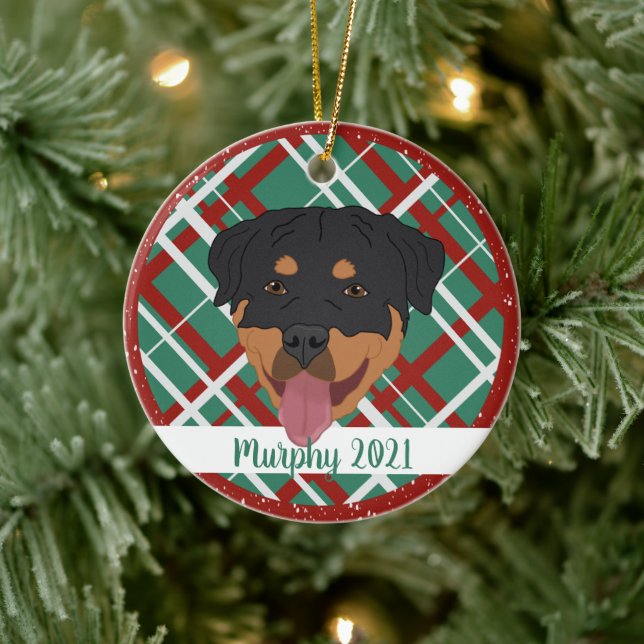 Personalised Rottweiler Christmas Ceramic Tree Decoration (Tree)