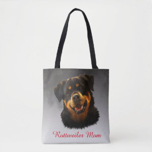 Personalised Rottweiler Dog Colour Art Portrait Tote Bag
