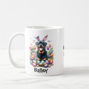 Personalised Rottweiler Dog Easter/Spring Coffee Mug