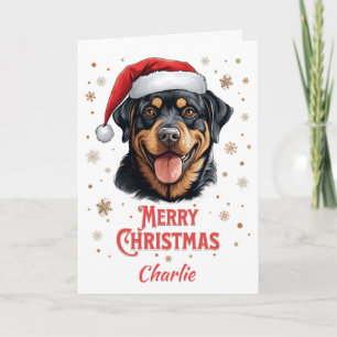 Personalised Rottweiler Dog Merry Christmas Card