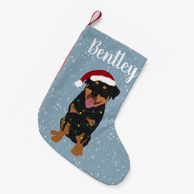 Personalised Rottweiler Small Christmas Stocking (Front (Hanging))