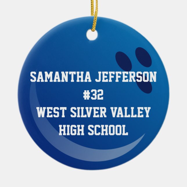 Personalised Round Bowling Ball Sports Ornament (Front)