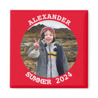 Personalised Round Family Photo Bright Red