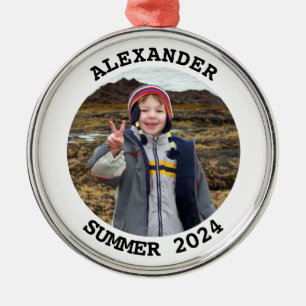 Personalised Round Family Photo Metal Tree Decoration