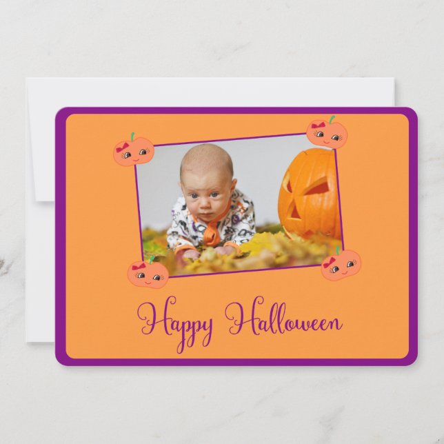 Personalised Round Happy Halloween Cards Add Photo (Front)