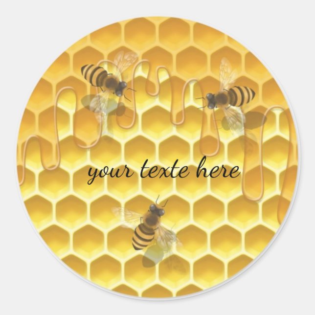 Personalised Round Honeycomb Bee Sticker | Custom  (Front)