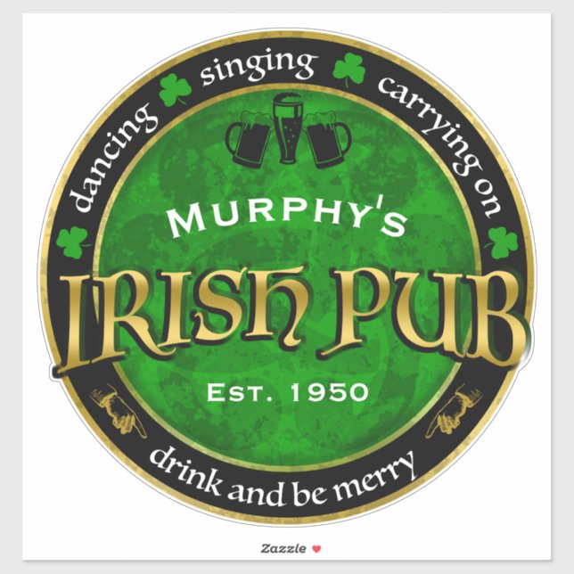 Personalised, Round Irish Pub Logo (Sheet)