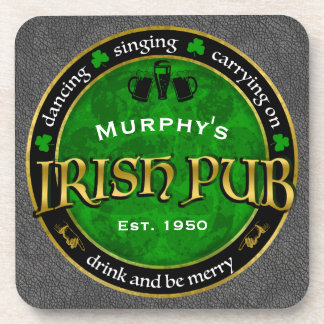 Personalised, Round Irish Pub Logo Coaster