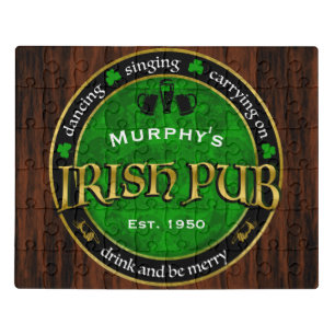 Personalised, Round Irish Pub Logo Jigsaw Puzzle
