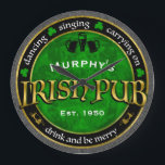 Personalised, Round Irish Pub Logo Large Clock<br><div class="desc">Irish pub logo that you can personalise with a name and date, or other text.</div>