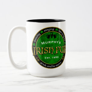Personalised, Round Irish Pub Logo Two-Tone Coffee Mug