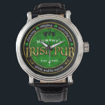 Personalised, Round Irish Pub Logo Watch<br><div class="desc">Irish pub logo that you can personalise with a name and date,  or other text.</div>