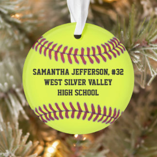 Personalised Round Softball Sports Ornament