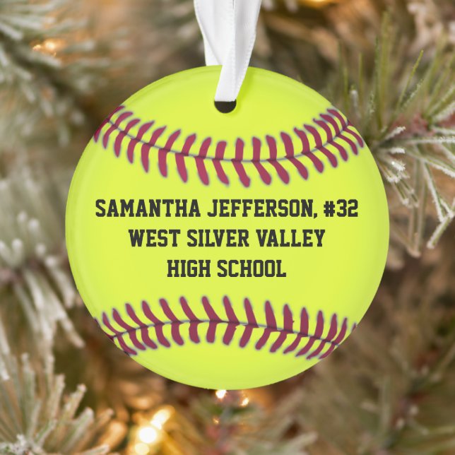 Personalised Round Softball Sports Ornament (Tree)