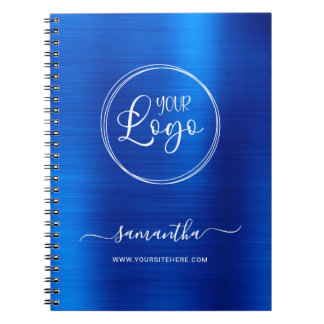 Personalised Royal Blue Foil White Business Logo Notebook