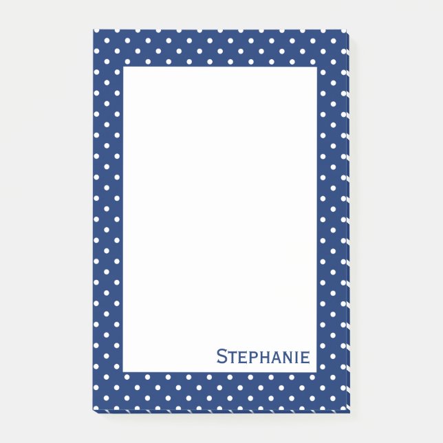 Personalised Royal Blue  Polka Dot Pattern Post-it Notes (Front)