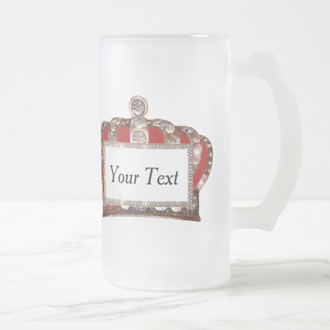 Personalised “Royal Crown” Frosted Glass Beer Mug (Right)