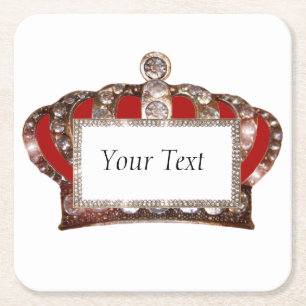 Personalised Royal Crown Square Paper Coaster