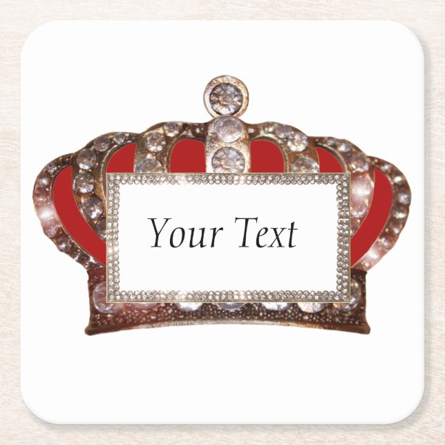 Personalised Royal Crown Square Paper Coaster (Front)