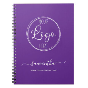 Personalised Royal Purple and White Business Logo Notebook
