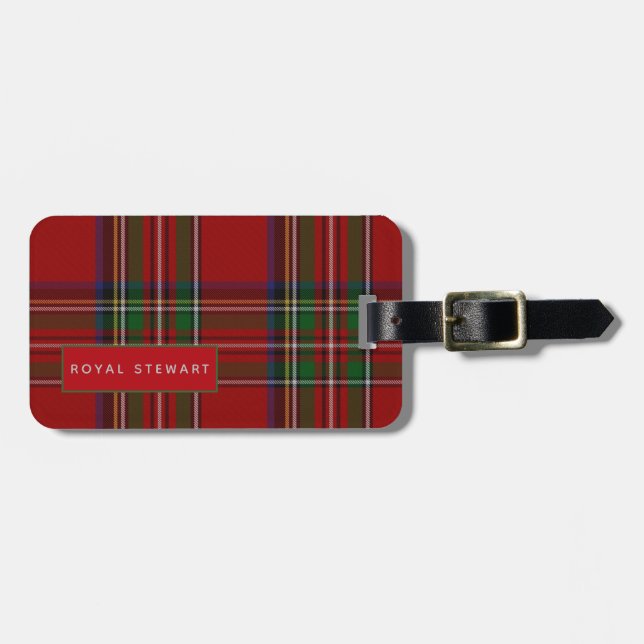 Personalised Royal STEWART Tartan Mens Luggage Tag (Front Horizontal)
