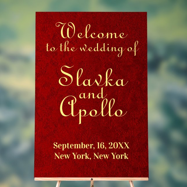 Personalised Royal Velvet Wedding Welcome Sign (Neutral)