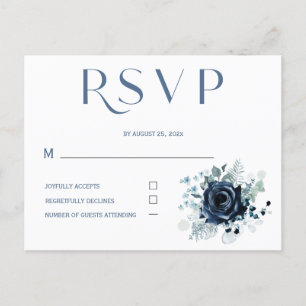 Personalised RSVP Blue Cards for Wedding