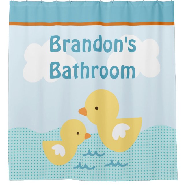 Personalised Rubber Duckies Kid's Shower Curtain (Front)