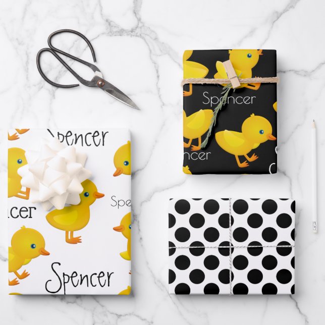 Personalised Rubber Ducky Wrapping Paper Sheet (Front)