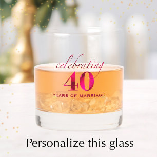 Personalised Ruby 40th Anniversary Keepsake Gift Whiskey Glass