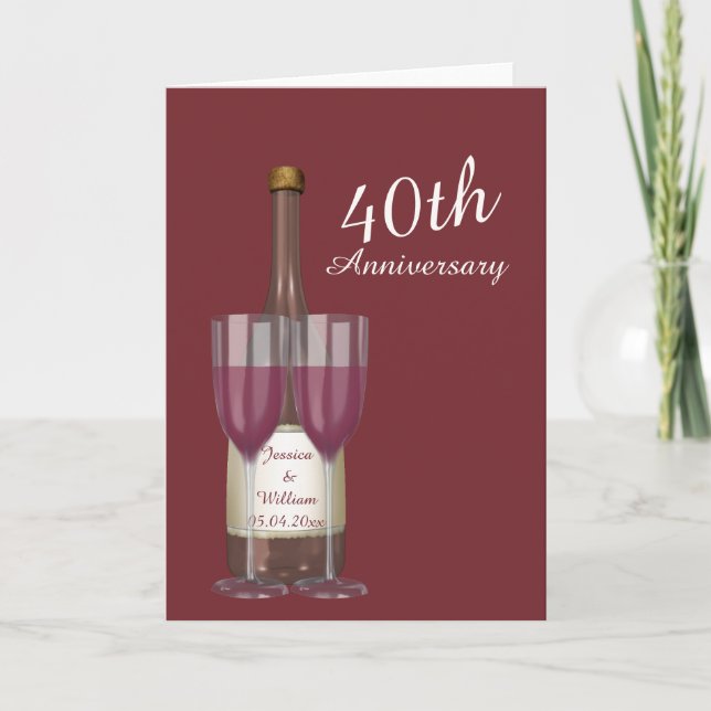 Personalised Ruby 40th Wedding Anniversary Card (Front)