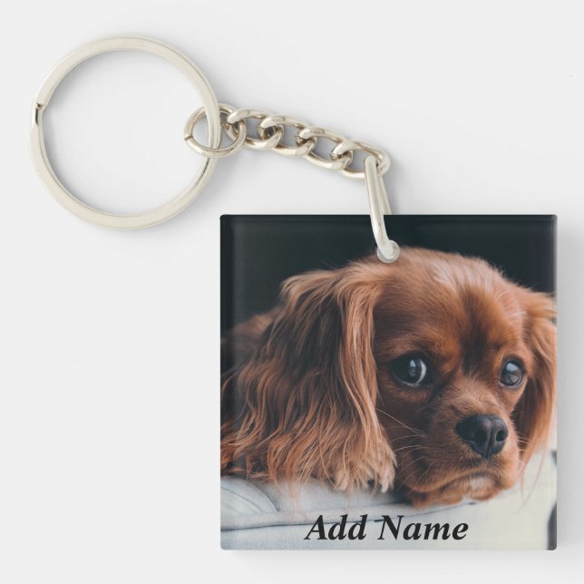 Personalised Ruby Cavalier King Charles Spaniel Key Ring (Front)