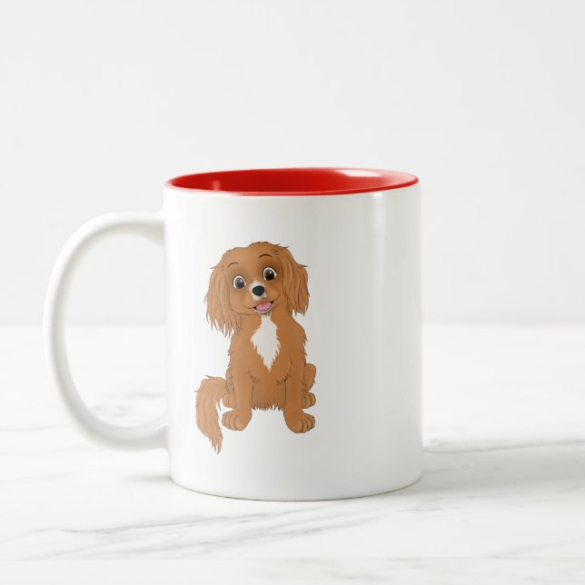 Personalised Ruby Cavalier King Charles Spaniel   Two-Tone Coffee Mug (Left)